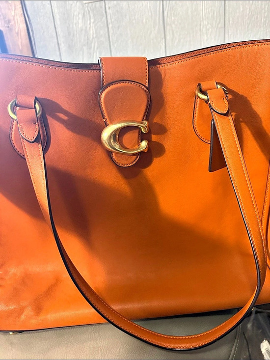 Coach Handbags - Coach Edie Shoulder Bag Leather Tote Orange & Brown